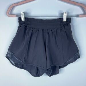 Lululemon Hotty Hot Shorts Black High Rise Elastic Waist Running Gym Size 4